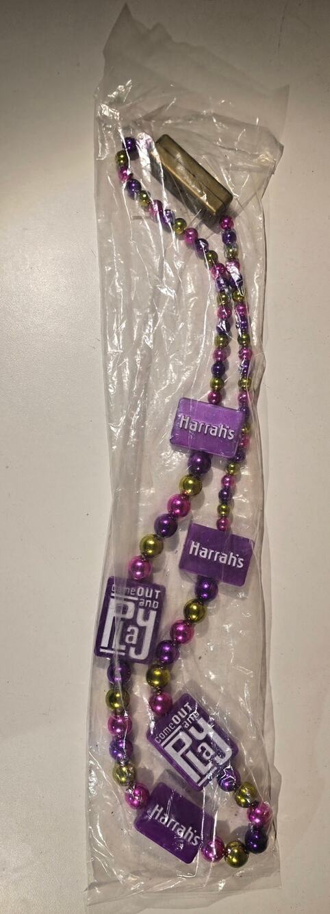 Harrah's Las Vegas BLINK Light Up Mardi Gras Beads Necklace Purple Gold Sealed